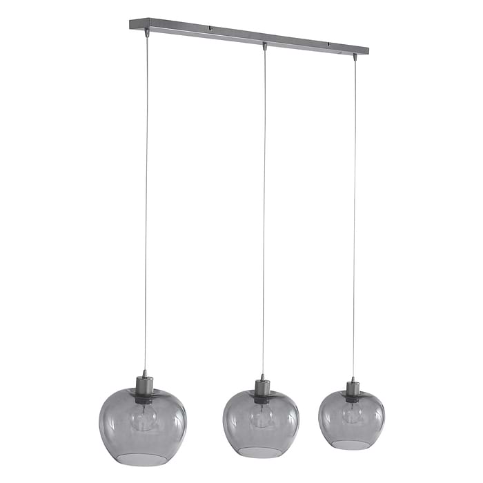 Hanglamp 3-lichts glas - staal en grijs - Lotus - Steinhauer
