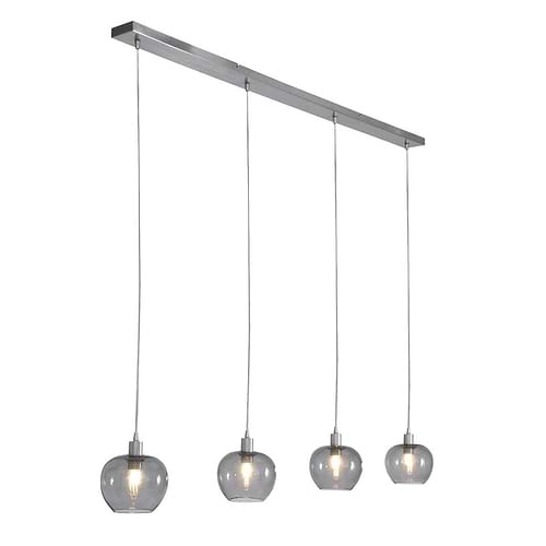 Hanglamp 4-lichts glas E14 - staal en grijs - Lotus - Steinhauer