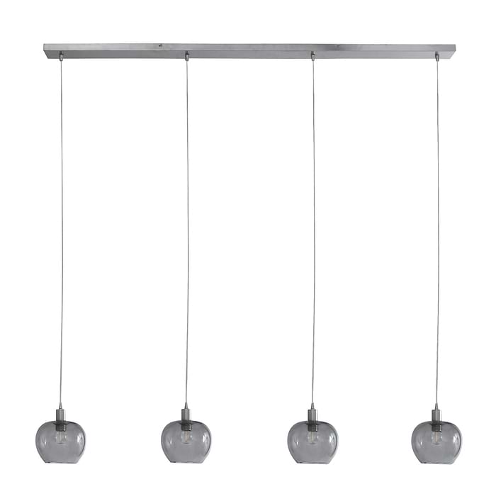 Hanglamp 4-lichts glas E14 - staal en grijs - Lotus - Steinhauer