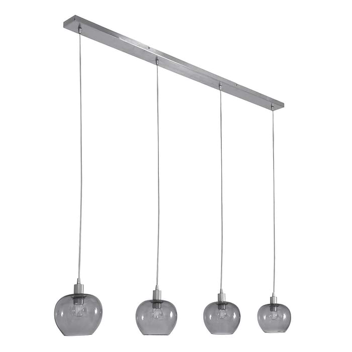 Hanglamp 4-lichts glas E14 - staal en grijs - Lotus - Steinhauer