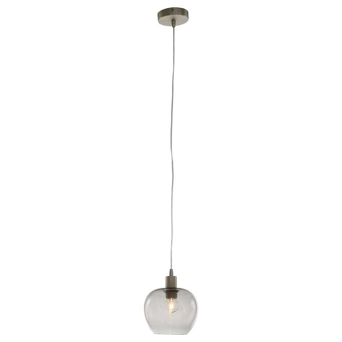 Hanglamp 1-lichts glas E14 - staal en grijs - Lotus - Steinhauer