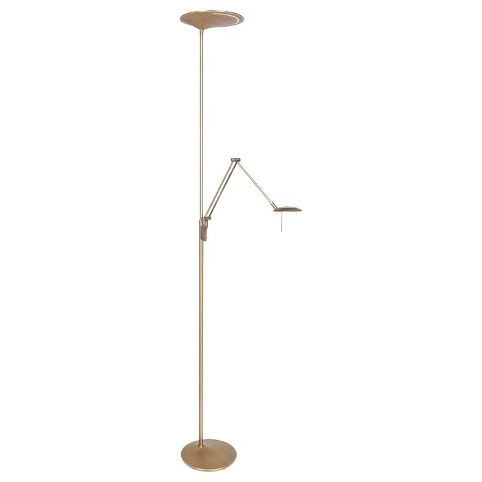 Vloerlamp 2-lichts LED leesarm knik - brons en wit - Zodiac LED - Steinhauer