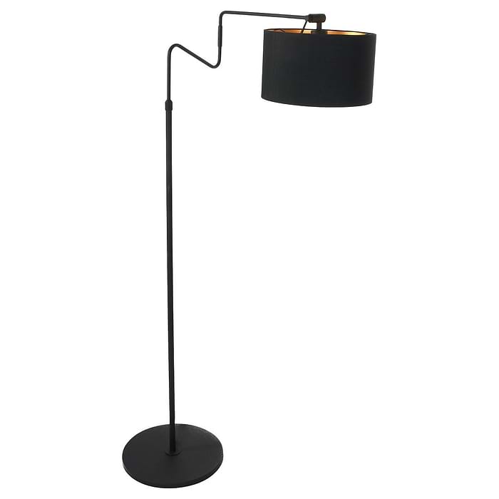 Vloerlamp 1-lichts zwarte kap - zwart en goud - Linstrøm - Anne light & home