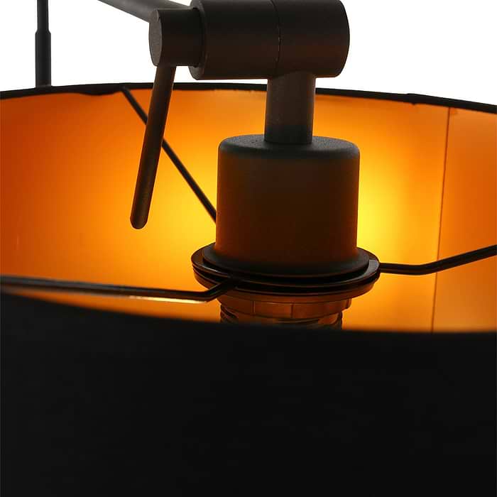 Vloerlamp 1-lichts zwarte kap - zwart en goud - Linstrøm - Anne light & home