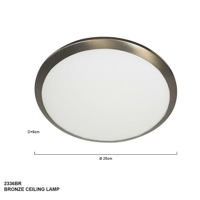 Plafondlamp- plafonnier- GLAS STEINHAUER - 2336BR - Plafondlamp- Steinhauer- Ceiling and wall- Modern - Minimalistisch design- Brons Wit - Metaal Glas