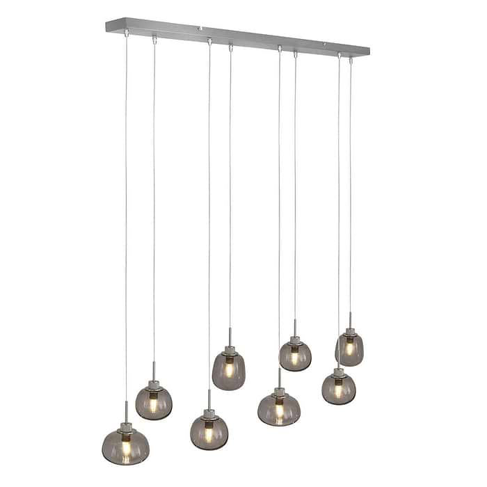 Hanglamp 8-lichts glas LED grijs glas E14 - Bollique LED - Steinhauer