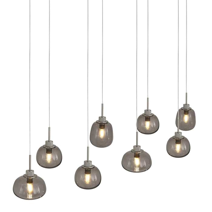 Hanglamp 8-lichts glas LED grijs glas E14 - Bollique LED - Steinhauer