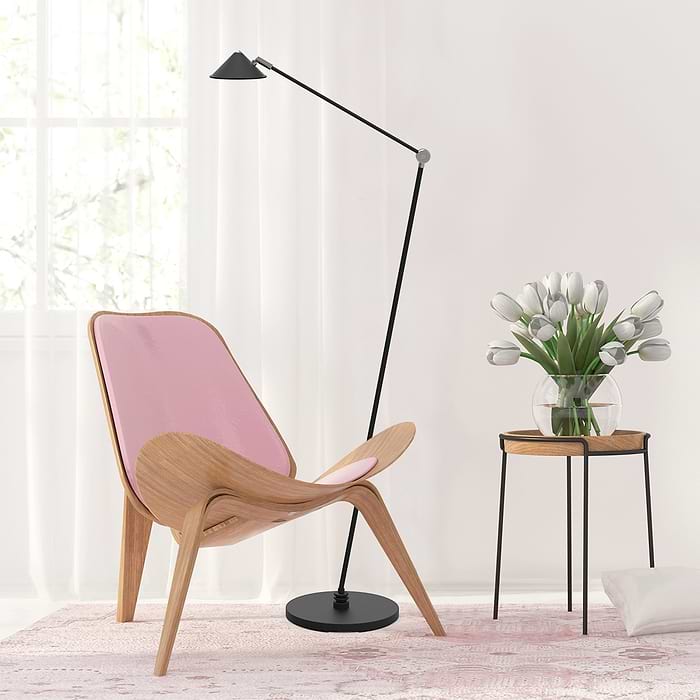 Vloerlamp 1-lichts LED - zwart en chroom - Punkt LED - Steinhauer
