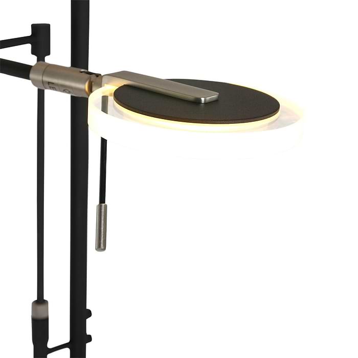Vloerlamp 2-lichts LED knik transparant glas - zwart en grijs - Turound LED - Steinhauer