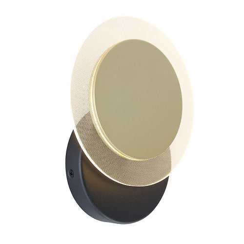 Wandlamp LED 8W 2700K dimbaar - zwart en goud - modern - Lido - Steinhauer