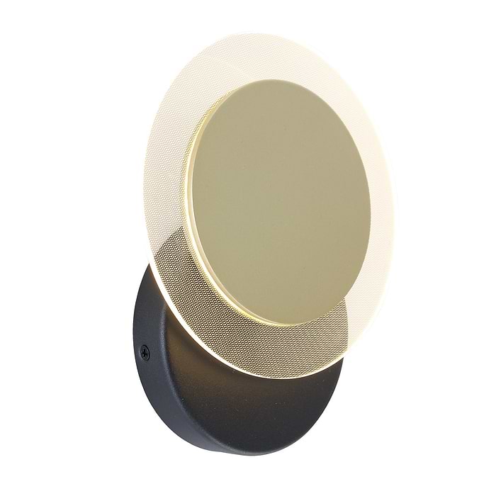 Wandlamp LED 8W 2700K dimbaar - zwart en goud - modern - Lido - Steinhauer