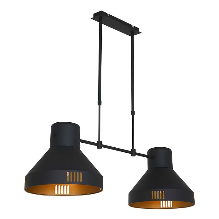 Hanglamp 2-lichts E27 40w - zwart en goud - Evy - Mexlite