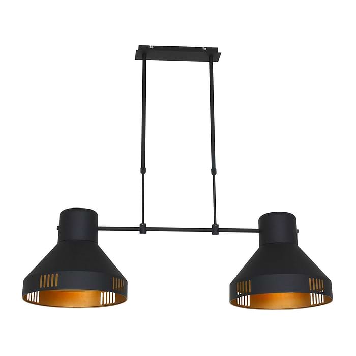 Hanglamp 2-lichts E27 40w - zwart en goud - Evy - Mexlite