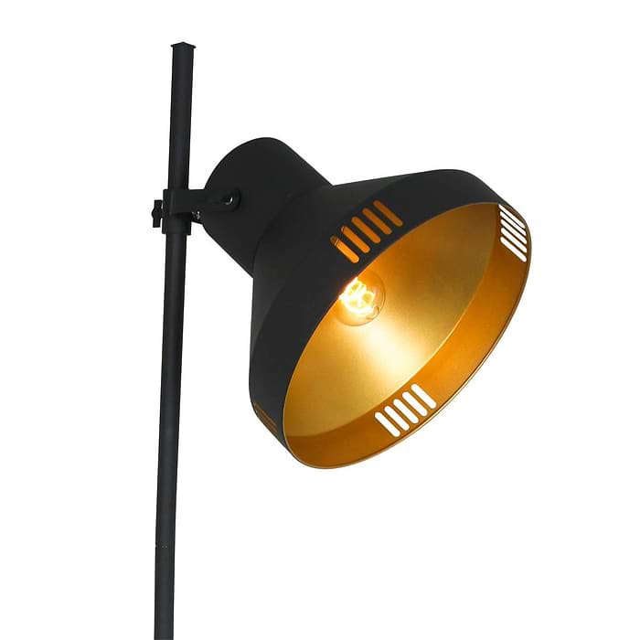 Vloerlamp 1-lichts E27 40w - zwart en goud - Evy - Mexlite