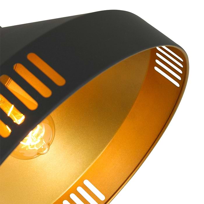 Vloerlamp 1-lichts E27 40w - zwart en goud - Evy - Mexlite