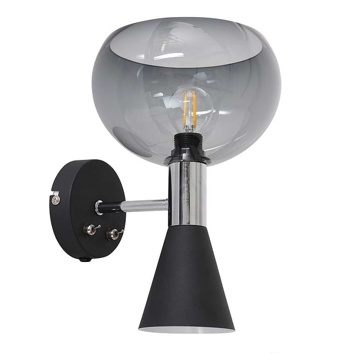 Wandlamp 2-lichts E14 40w met plexi bol - zwart en grijs -  Fastlåst - Anne light & home
