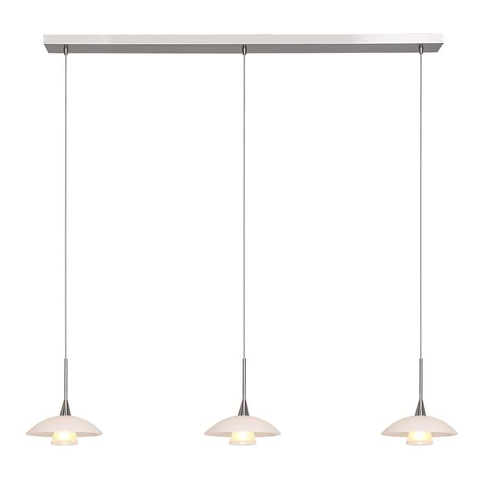 Hanglamp 3-lichts glas G9 - modern - staal en wit - Tallerken - Steinhauer