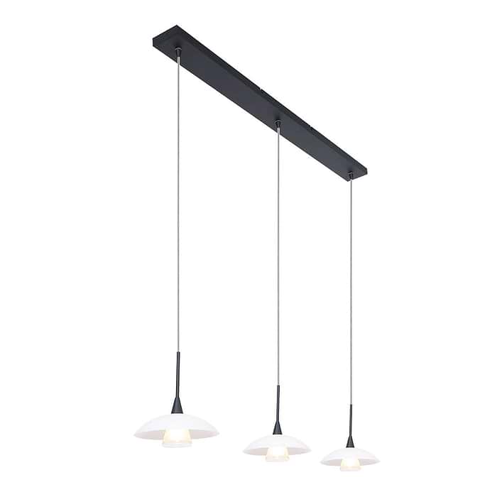 Hanglamp 3-lichts glas G9 - modern - zwart en wit - Tallerken - Steinhauer