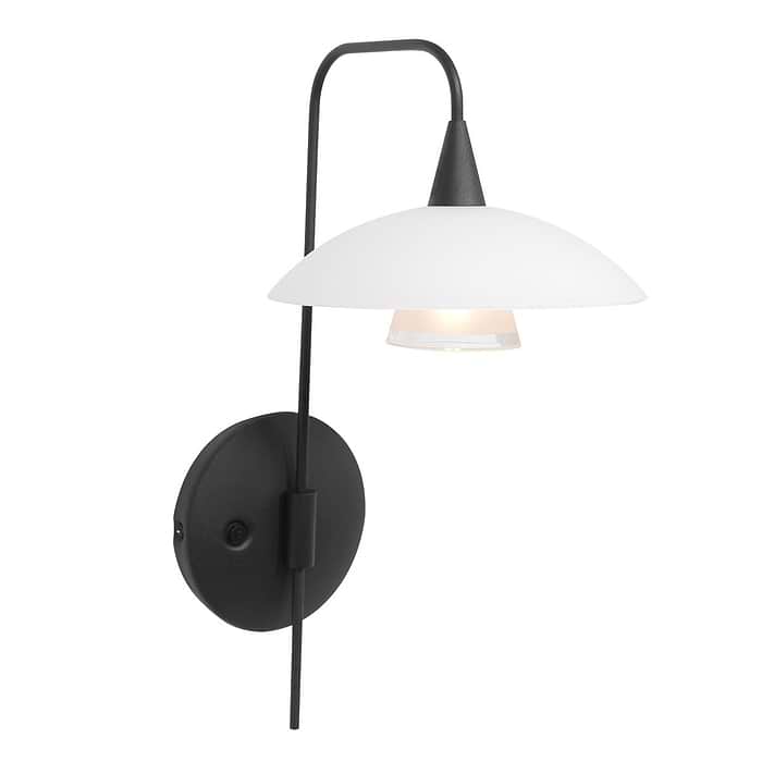 Wandlamp 1-lichts glas G9 - modern - zwart en wit - Tallerken - Steinhauer
