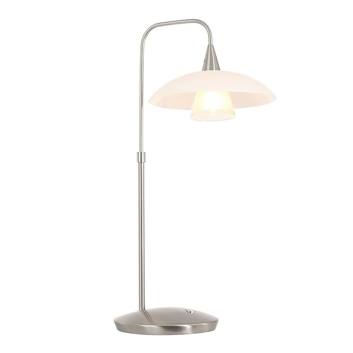 Tafellamp 1-lichts glas G9 - modern - staal en wit - Tallerken - Steinhauer