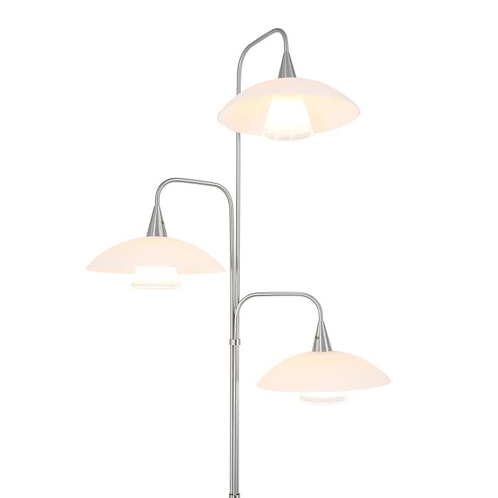Vloerlamp 3-lichts glas G9 - modern - staal en wit - Tallerken - Steinhauer