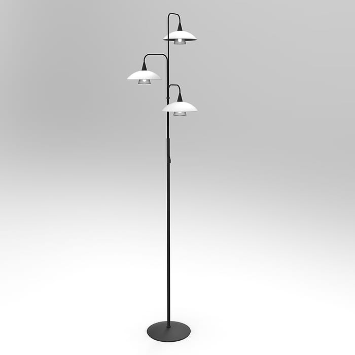 Vloerlamp 3-lichts glas G9 - modern - zwart en wit - Tallerken - Steinhauer