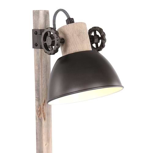 Tafellamp 1-lichts E27 hout - antraciet - Gearwood - Mexlite