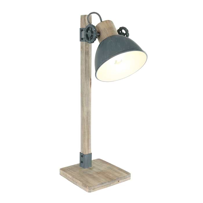 Tafellamp 1-lichts E27 hout - grijs - Gearwood - Mexlite