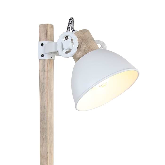 Tafellamp 1-lichts E27 hout - wit - Gearwood - Mexlite