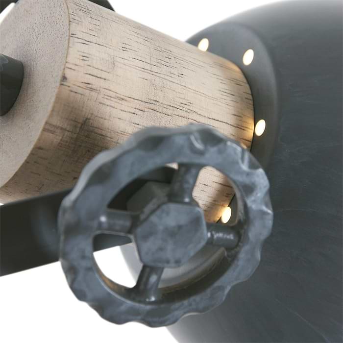 Vloerlamp 2-lichts E27 hout - grijs - Gearwood - Mexlite