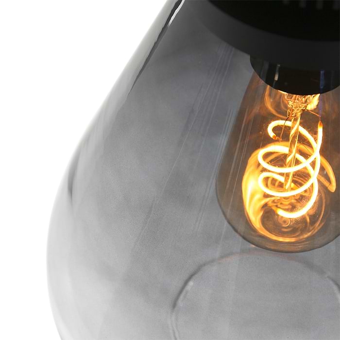Hanglamp 1-lichts glas 23cm E27 - zwart en grijs - Flere - Steinhauer