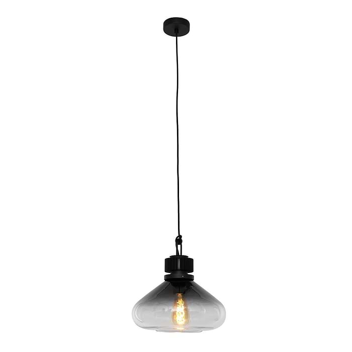 Hanglamp 1-lichts glas 31cm E27 - zwart en grijs - Flere - Steinhauer