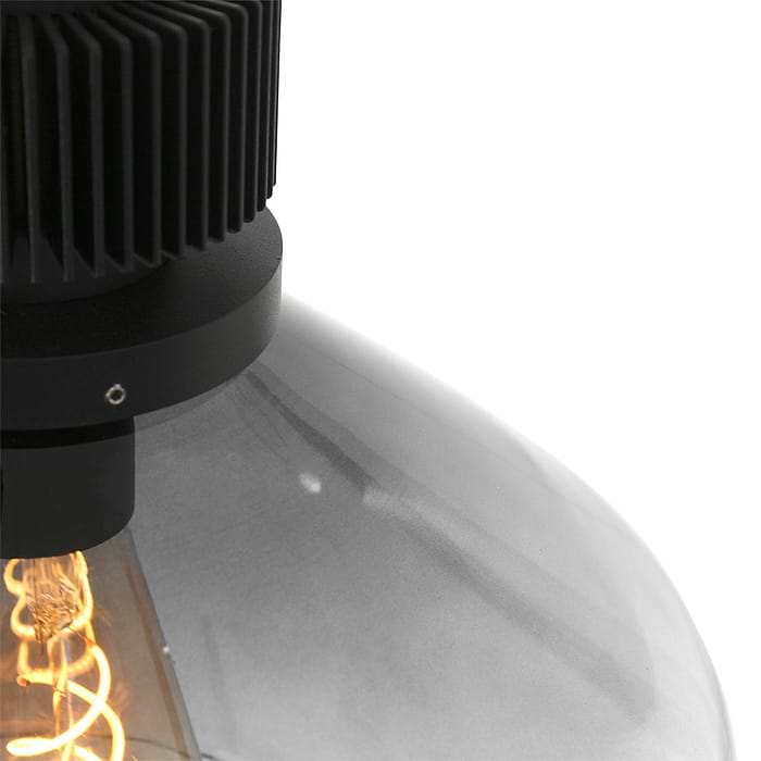 Hanglamp 1-lichts glas 31cm E27 - zwart en grijs - Flere - Steinhauer