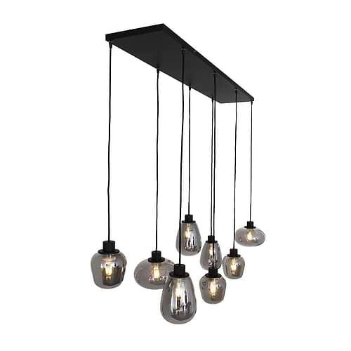 Hanglamp 8-lichts glas - zwart en grijs - Reflexion - Steinhauer