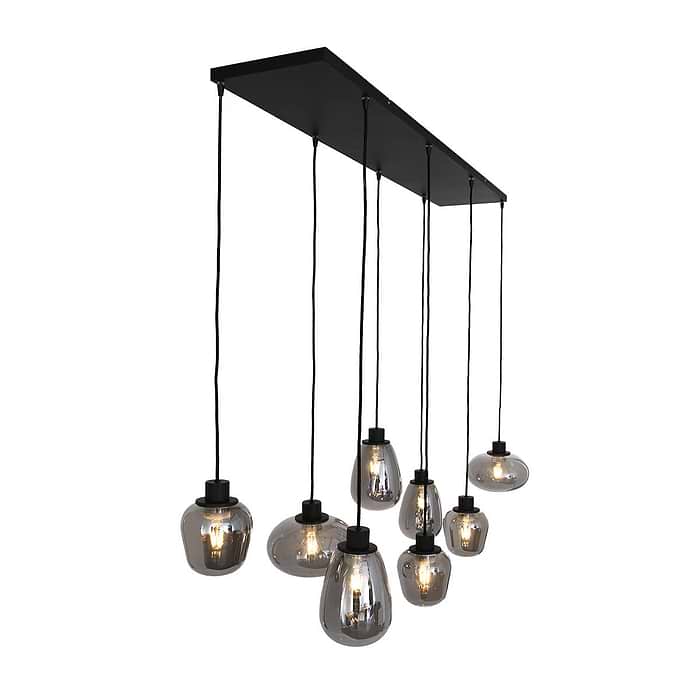 Hanglamp 8-lichts glas - zwart en grijs - Reflexion - Steinhauer