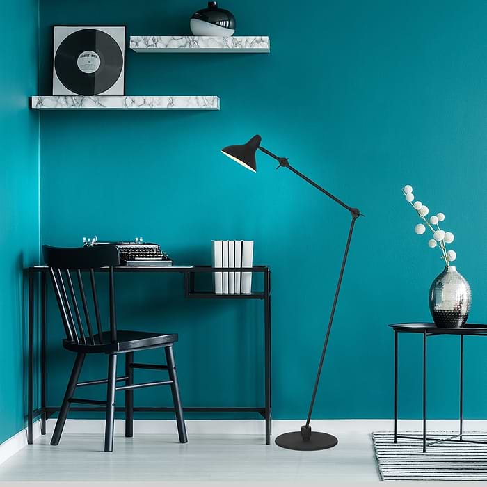 Vloerlamp 1-lichts reflector - zwart en wit - Kasket - Anne light & home