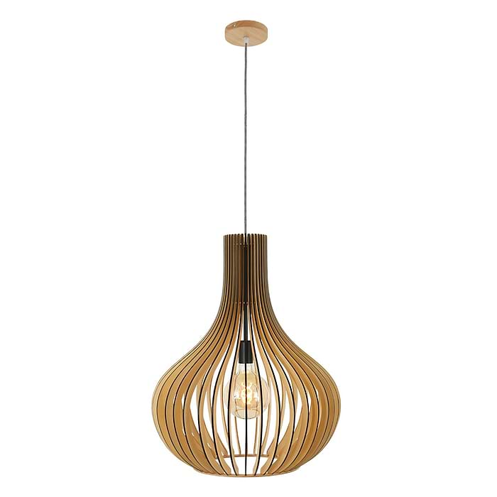 Hanglamp 1-lichts wood 50cm - beuken en zwart - Smukt - Steinhauer