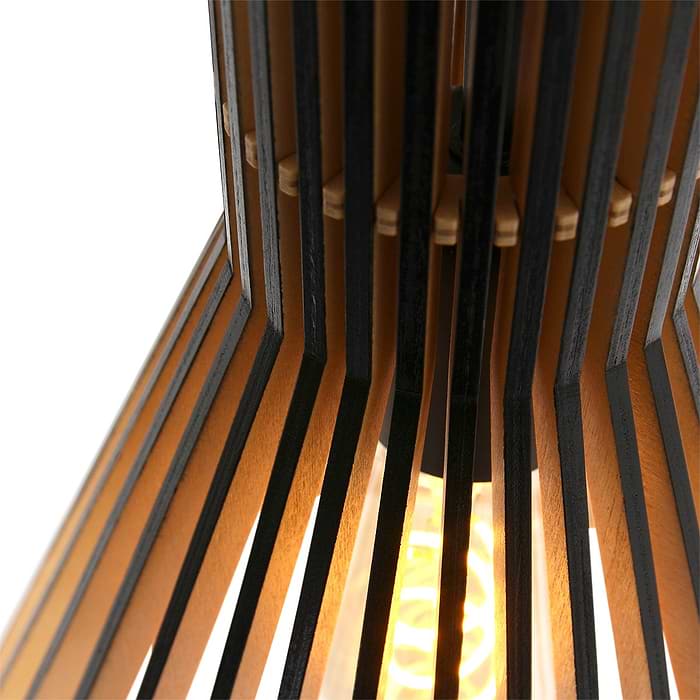 Hanglamp 1-lichts wood 30cm - beuken en zwart - Smukt - Steinhauer