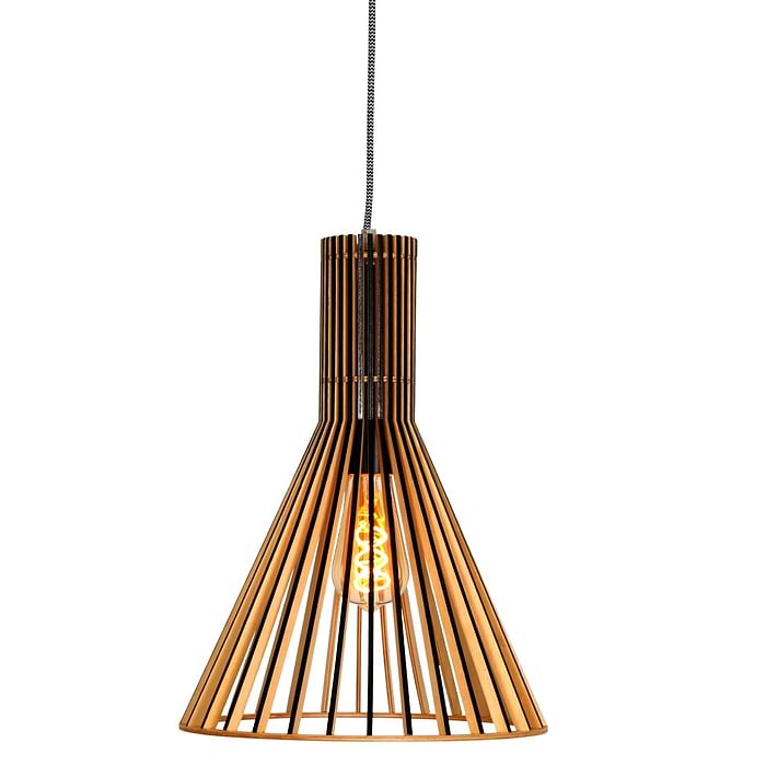 Hanglamp 1-lichts wood 30cm - beuken en zwart - Smukt - Steinhauer