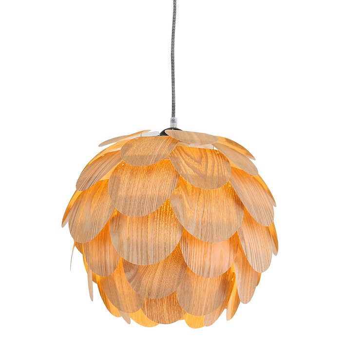 Hanglamp 1-lichts 38cm - beuken - hout - Finn - Mexlite