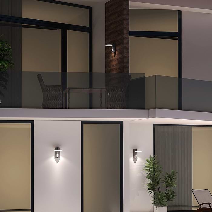 Buitenlamp -  wandlamp voor buiten -  LED 7w 2700K  IP54 -  zwart en helder wit -  Steinhauer