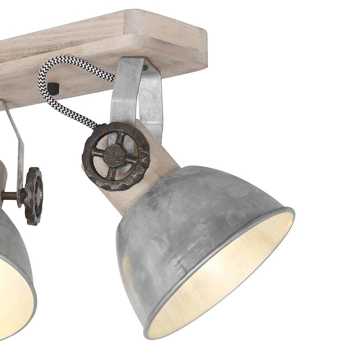 Plafondlamp - wandlamp - spot 4-lichts E27 - nikkel en hout - Gearwood - Mexlite