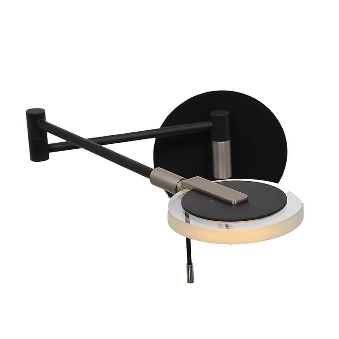Wandlamp 1-lichts LED transparant glas - zwart - Turound LED - Steinhauer