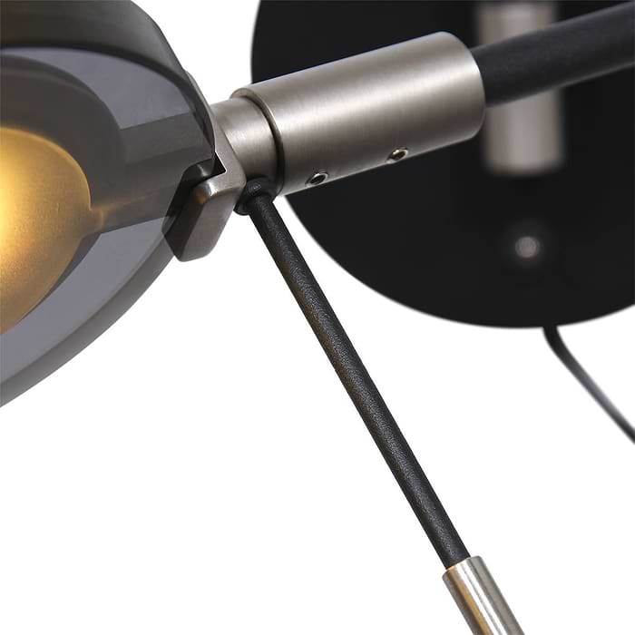 Wandlamp 1-lichts LED grijs glas - zwart - Turound LED - Steinhauer