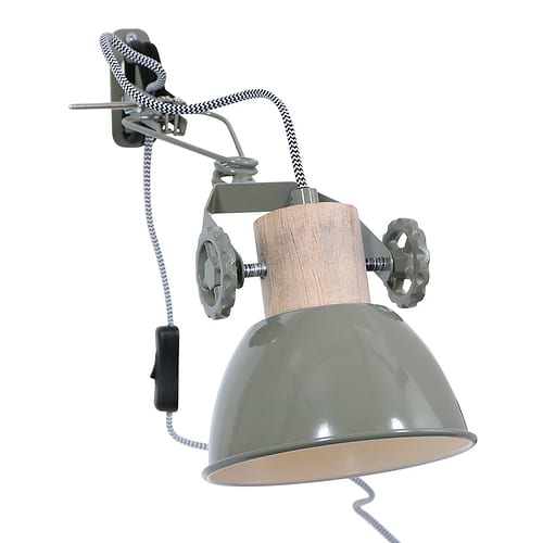 Wandspot -  klemspot -  1-lichts switch - groen en hout - Gearwood - Mexlite