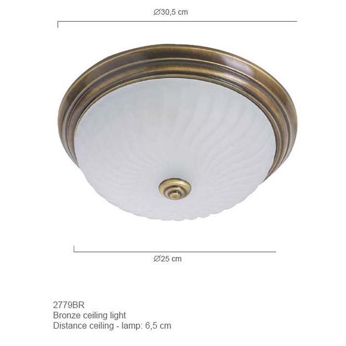 Plafondlamp- plafonnier- Glas STEINHAUER - 2779BR - Plafondlamp- Steinhauer- Ceiling and wall- Klassiek - Minimalistisch design- Brons Wit - Metaal Glas