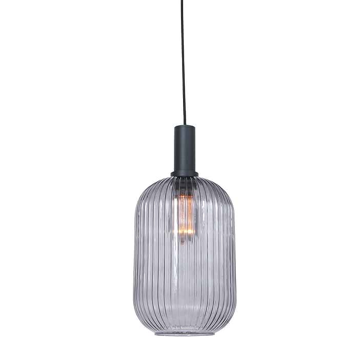 Hanglamp 1-lichts 20cm glas smoke - zwart - Danske - Steinhauer