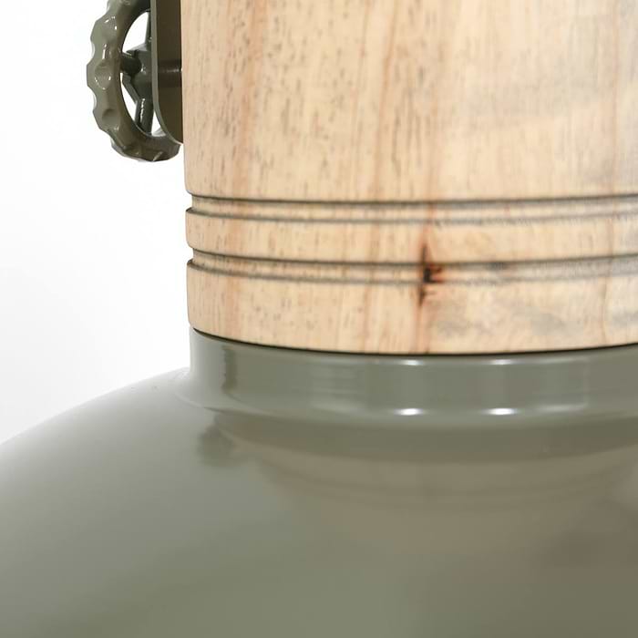 Hanglamp 1-lichts 50cm - groen en hout - landelijk - Gearwood - Mexlite