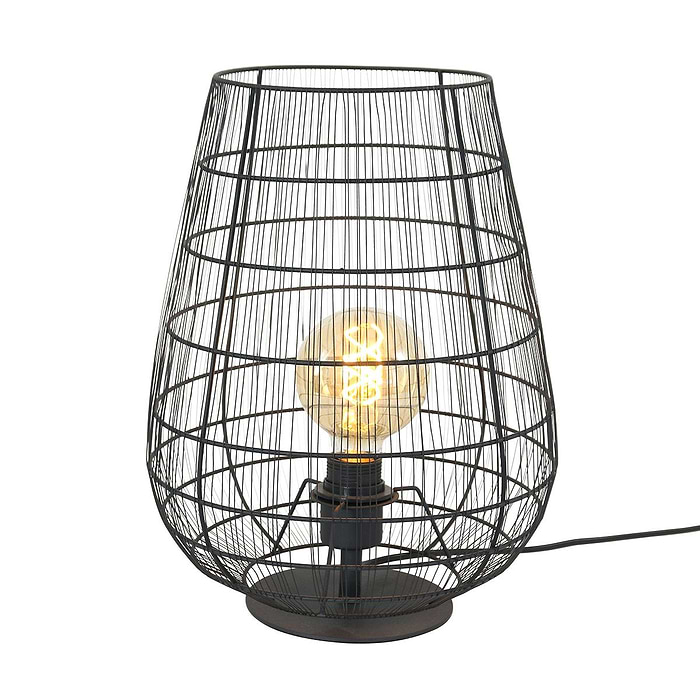 Tafellamp 1-lichts E27 - zwart en transparant - retro - Gloom - Anne light & home