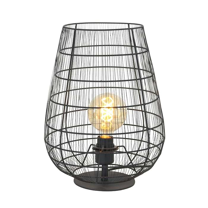 Tafellamp 1-lichts E27 - zwart en transparant - retro - Gloom - Anne light & home